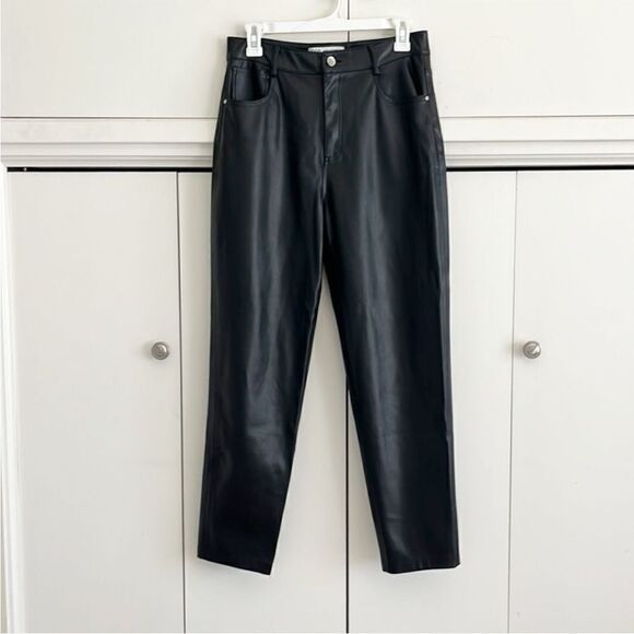Zara High Waist Faux Leather Cropped Pants - Picture 1 of 8
